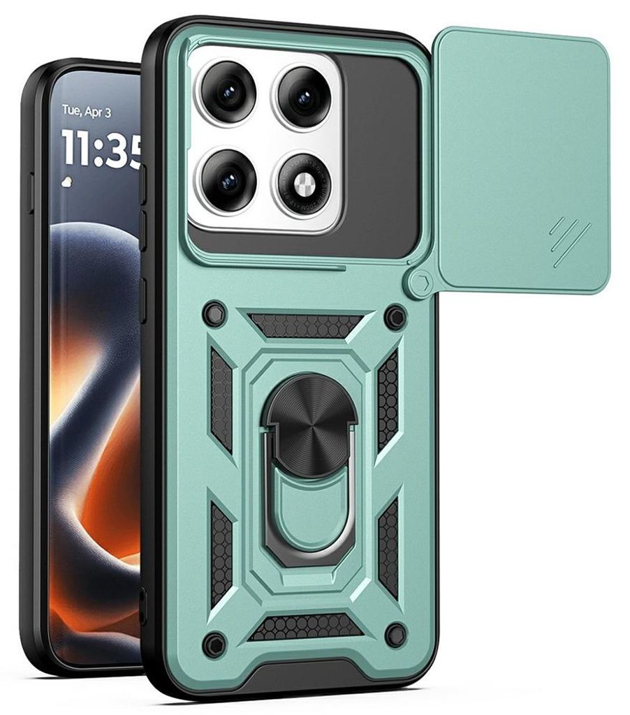 Coverup Armor Ring Ständer Back Cover mit Kamera Schutz - Motorola Edge 70 Pro Hülle - Grün