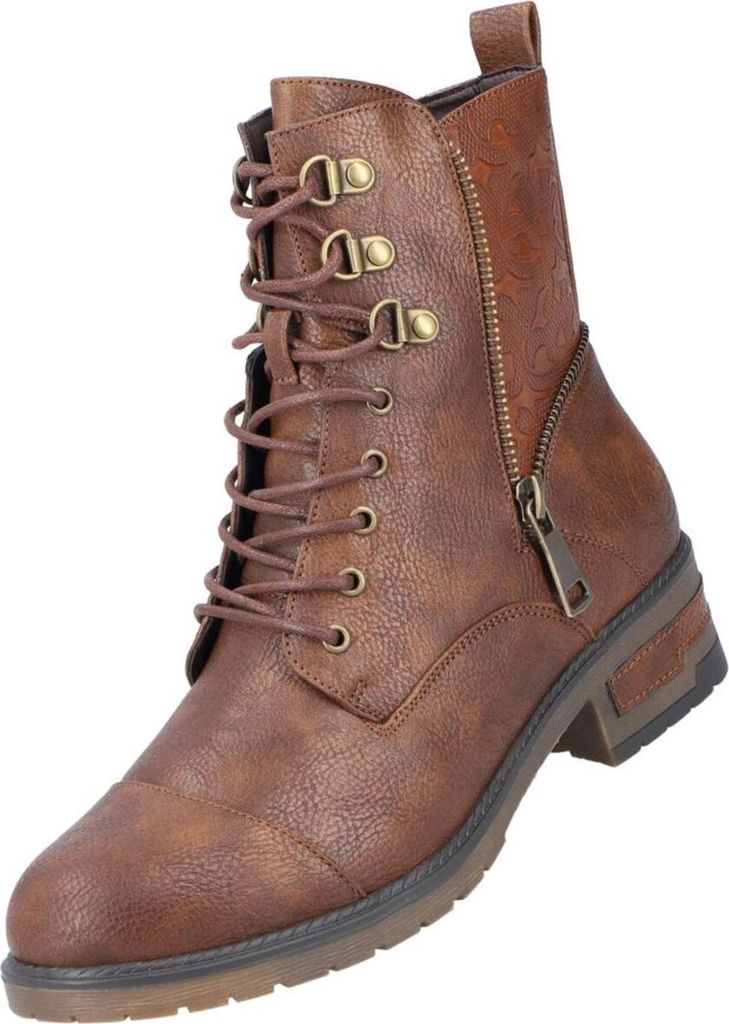 Rieker Damen Stiefeletten/ Schnürstiefeletten Braun Kunstleder Größe: 36