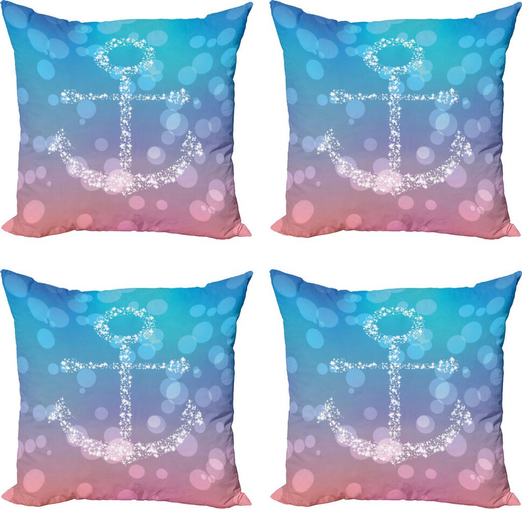 ABAKUHAUS Anker Kissenbezug Set (4 Stück), Zusammenfassung Blurry Landschaft, Moderner Doppelseitiger Digitaldruck, 50 cm x 50 cm, Pink Blau