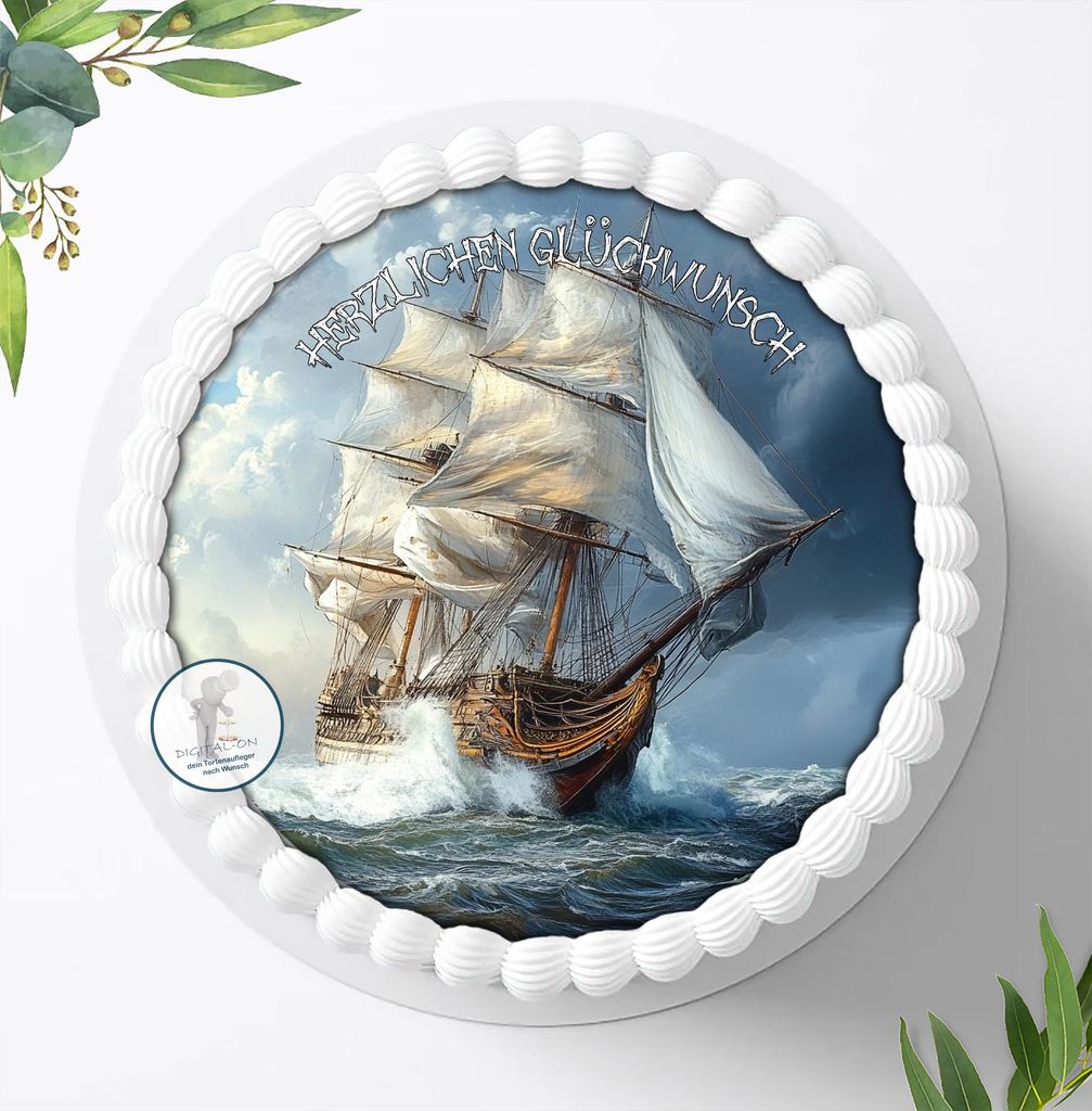 Für die Geburtstags Torte ein Tortenaufleger, Zuckerbild mit dem Motiv: Piraten, Essbares Foto für Torten, Fondant, Ø 20cm, 2234z