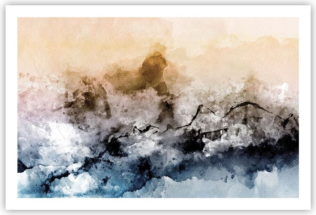 Poster - Poster ohne Rahmen - Abstraktion Wolken Berge - 91,5x61 cm - Wand Bild - Wanddeko - Wandbilder - Kunstposter - Wandposter - Bilder - Kunst...