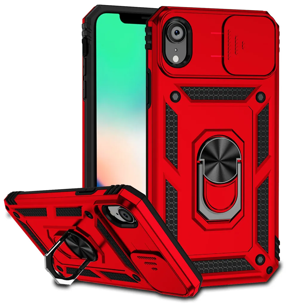 Cover Rossa iPhone XR con Protezione Fotocamera e Stand Magnetico