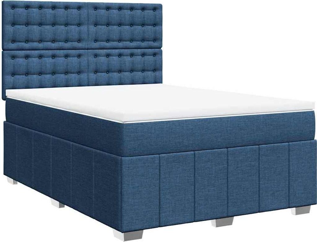vidaXL Boxspringbett mit Matratze Blau 140x190 cm Stoff