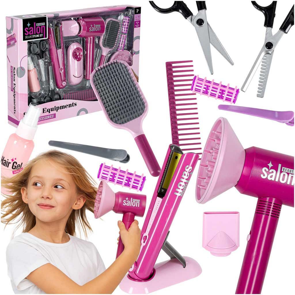Friseurset für Kinder: Föhn, Glätteisen, Licht, Sound, 15 Teile