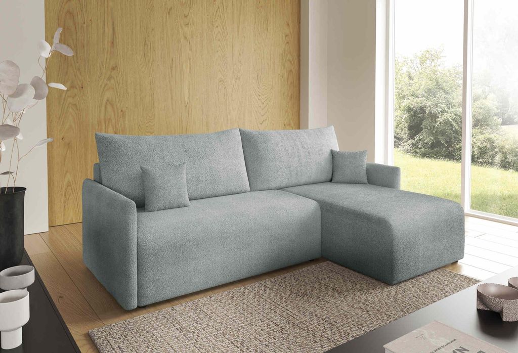 FurMeb24 ECKSOFA RAVENA - 212 x 145 cm abriamo 06 - mit schlaffunktion und bettkasten