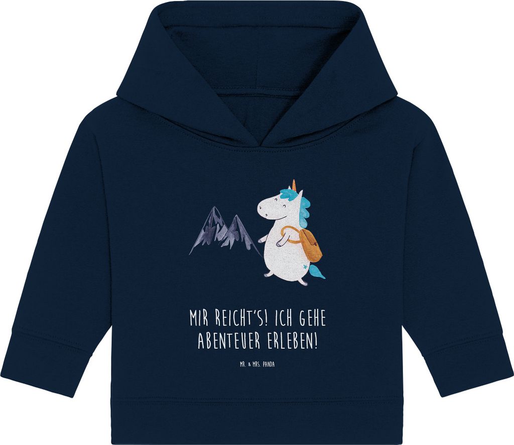 Mr. & Mrs. Panda Organic Baby Hoodie Einhorn Bergsteiger 24. - 36. Monat - French Navy - Geschenk, Einhörner, Unicorn, Kapuzenshirt, Kapuzensweats...