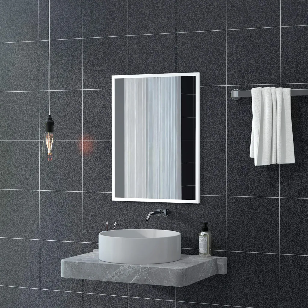 Miroir Mural Cadre MDF Robuste 60x80 cm - Finition Blanche Moderne Pro