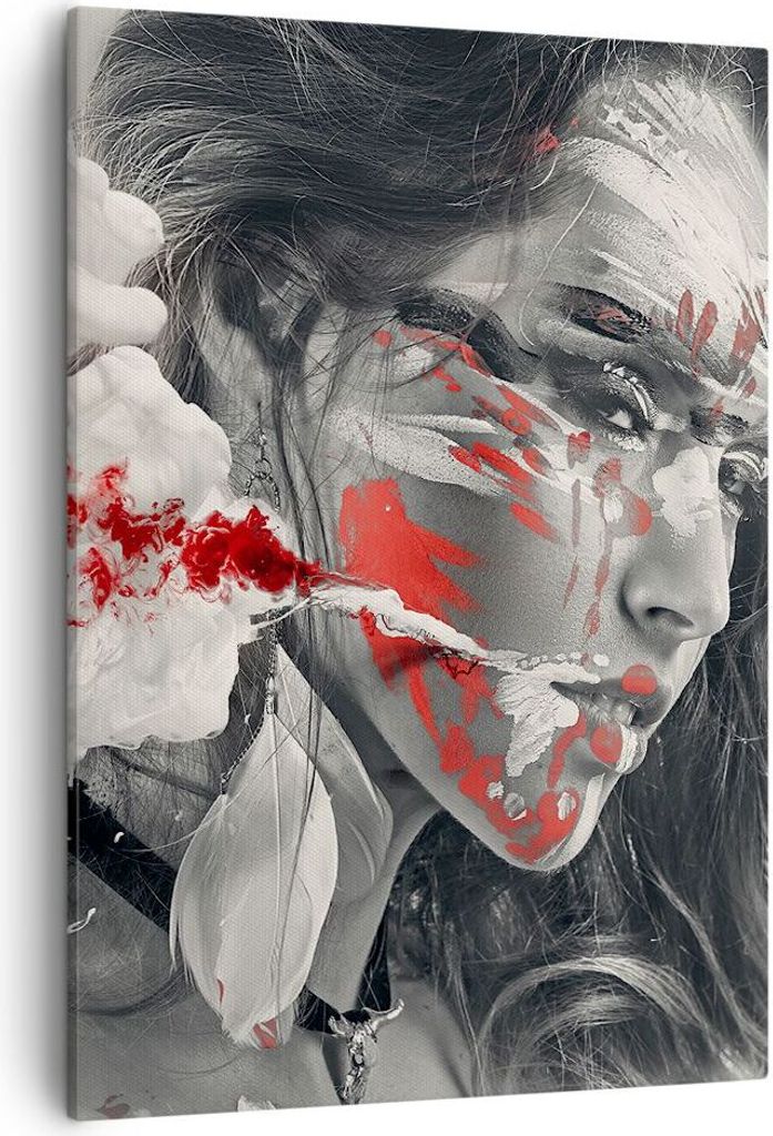 Bild auf Leinwand - Leinwandbild - Einteilig - Frau Gesicht Kunst - 50x70cm - Wand Bild - Wanddeko - Wandbilder - Leinwanddruck - Wanddekoration - ...