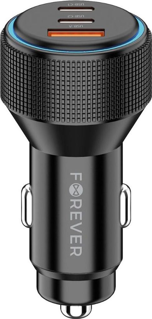 Forever CC-07 Autoladegerät 66 W 2x USB C 1x USB A PD QC schwarz