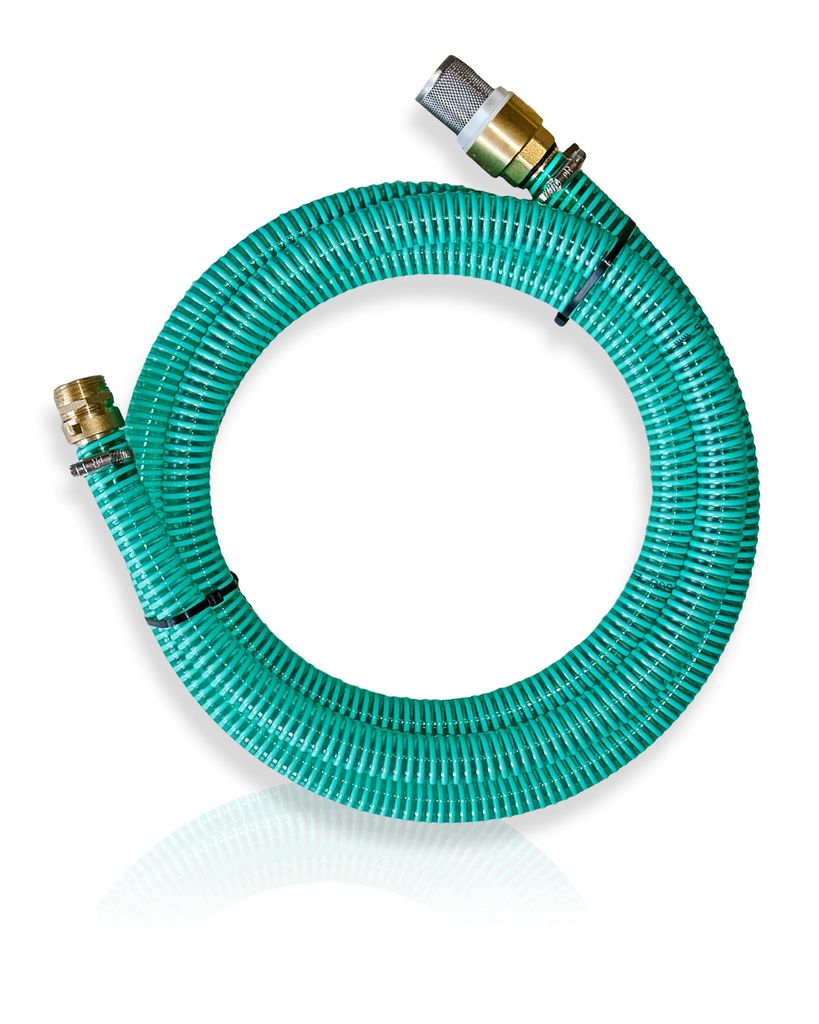 Sauggarnitur 1 Zoll / Ansauggarnitur NW 25 – 1 m Saugschlauch mit Messing-Fußventil und Rückschlagklappe für Hauswasserwerk, Brunnen und Zisterne