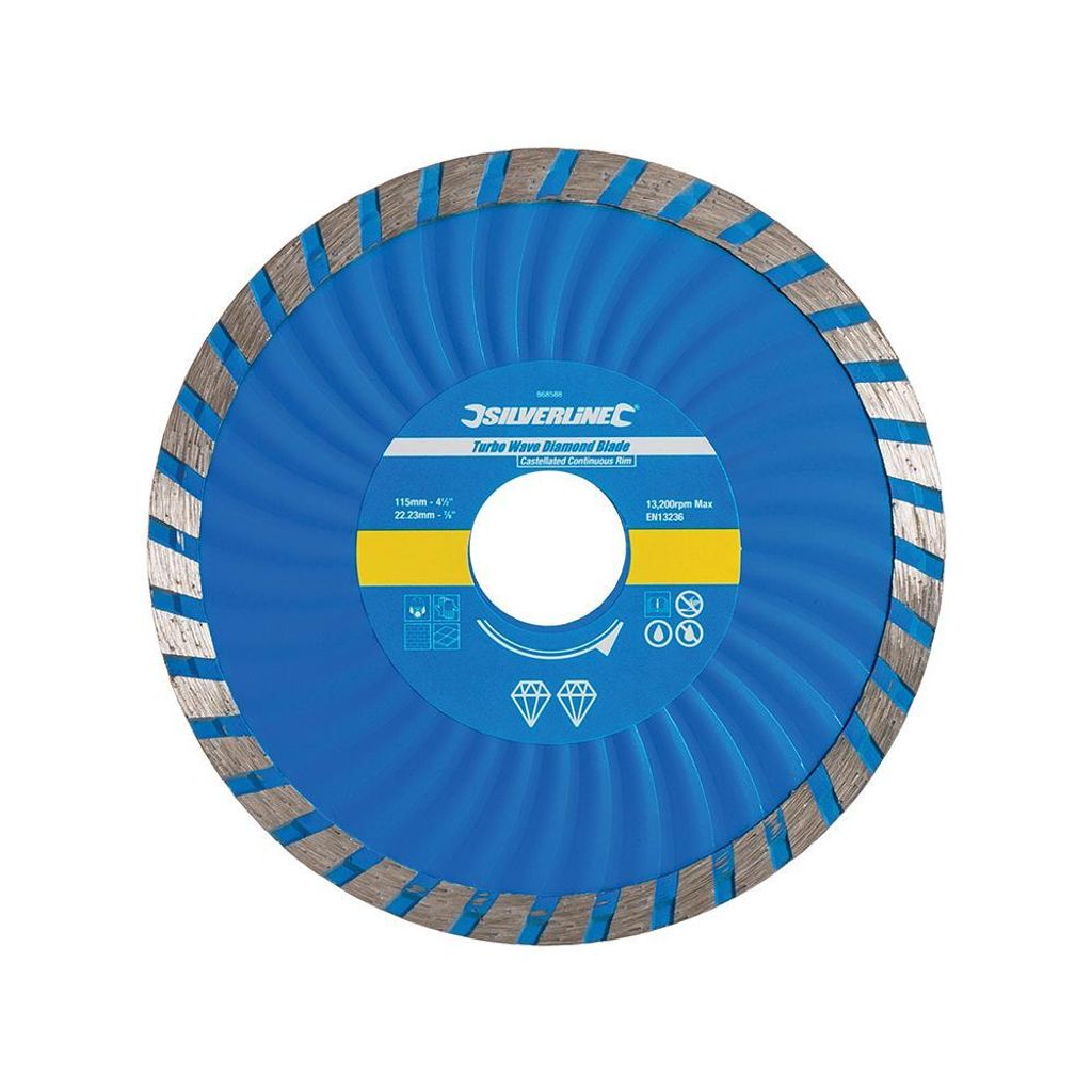 Silverline Turbowellen-Diamanttrennscheibe 115 x 22 mm