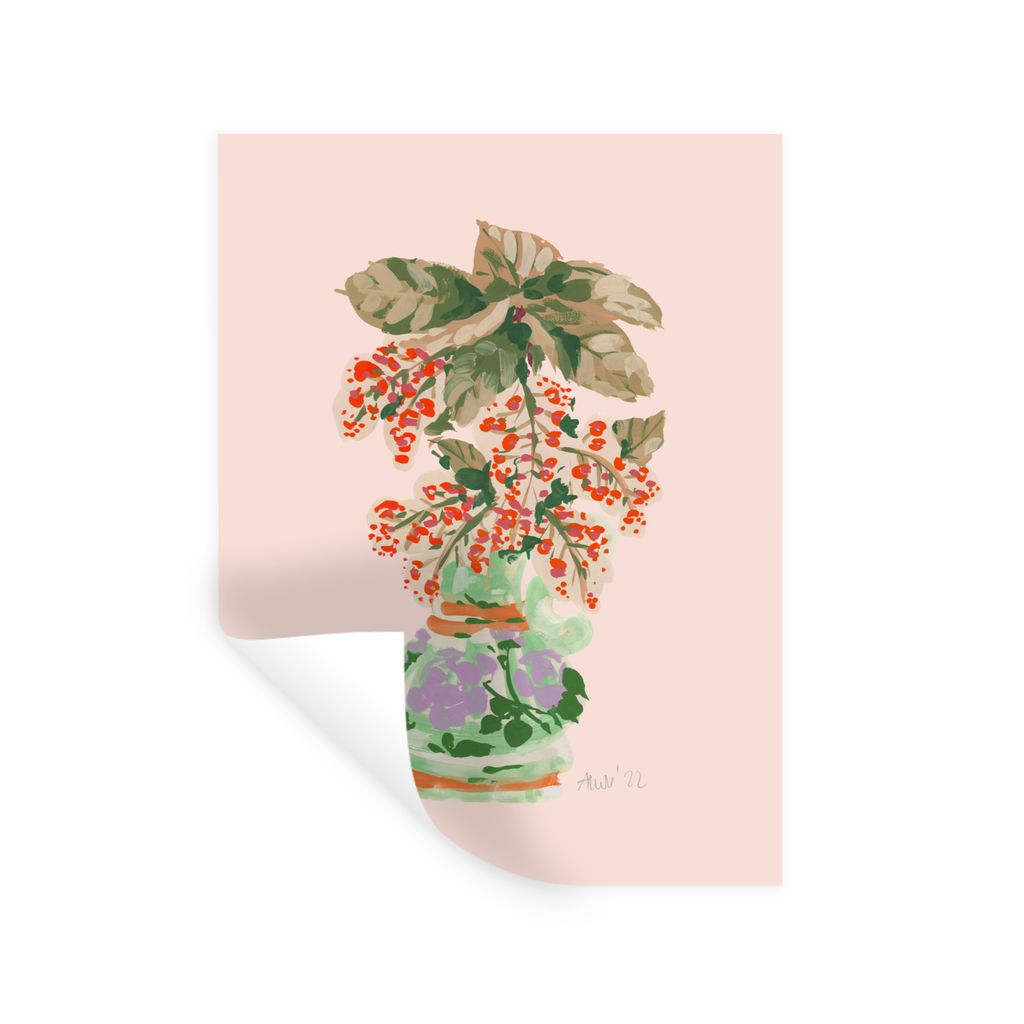 MuchoWow Wandtattoo Wandsticker Wandaufkleber Blumen - Vase - Pflanzen - Pastell 30x40 cm Selbstklebend und Repositionierbar - Sticker - Dekorfolie