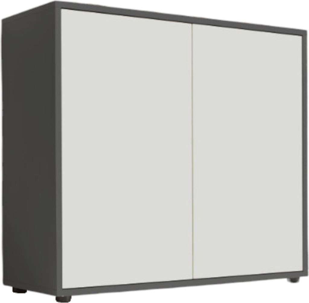 Schuhkommode / Kommode BEN 4 in anthrazit / weiß matt., Push-to-open, (BxHxT) 79x73x33 cm