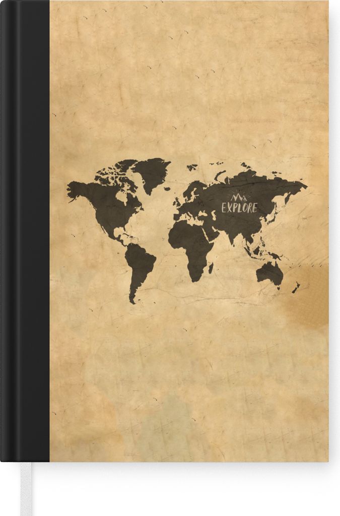 MuchoWow Notizbuch Tagebuch Haushaltsbuch Notebook A5 Weltkarte - Retro - Zitate - Notizblock - Notizheft - Notebook - Schreibblock - Papier