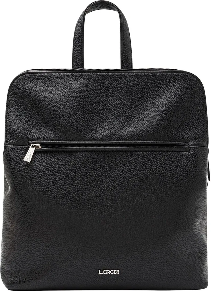 Sac à dos femme noir L.CREDI Melanie aspect cuir grainé mode