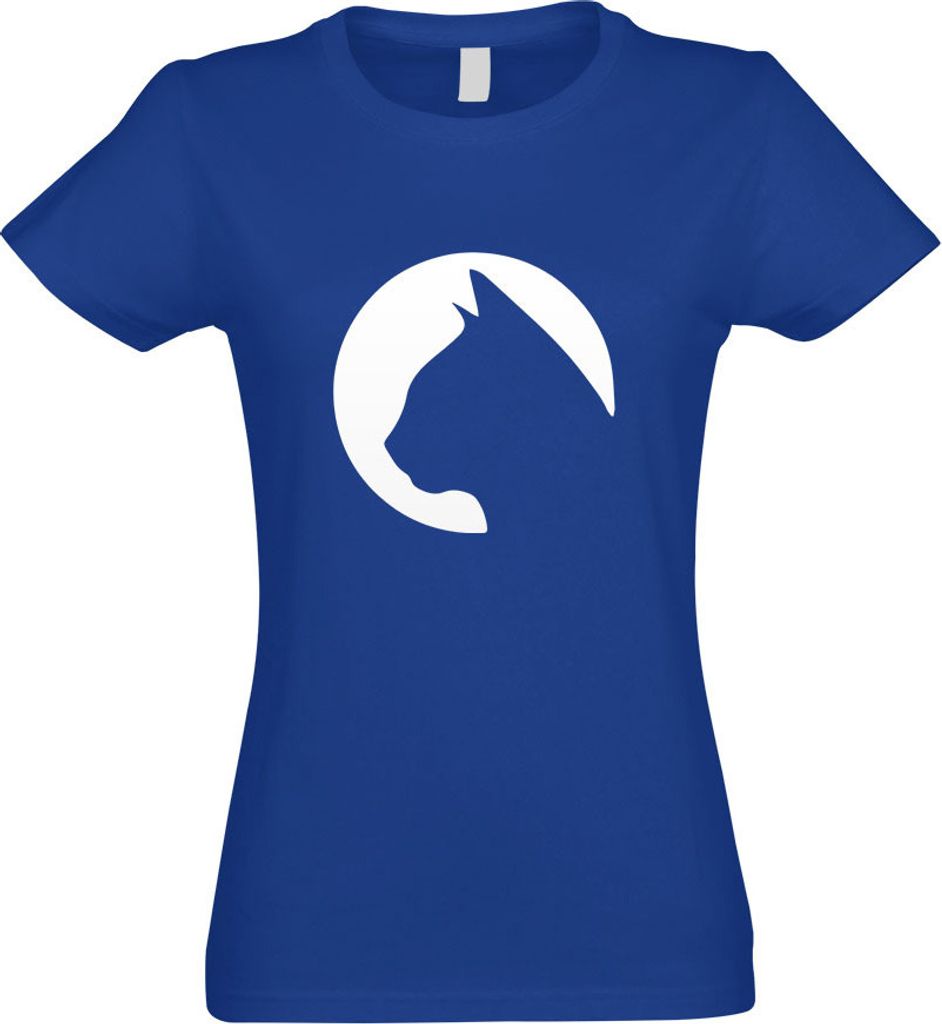 Kiwistar - T-Shirt tailliert - Damen - royal - Katzenkopf Cat Head - mit Motiv Bedruckt - Funshirt Design - Sport - Freizeit - Damen - M