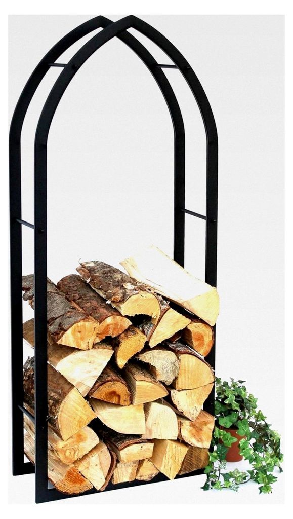 Kaminholzregal Innen Schwarz Metall Kaminholzständer 123 cm Holzkorb Kaminholzhalter Feuerholzregal Holzregal