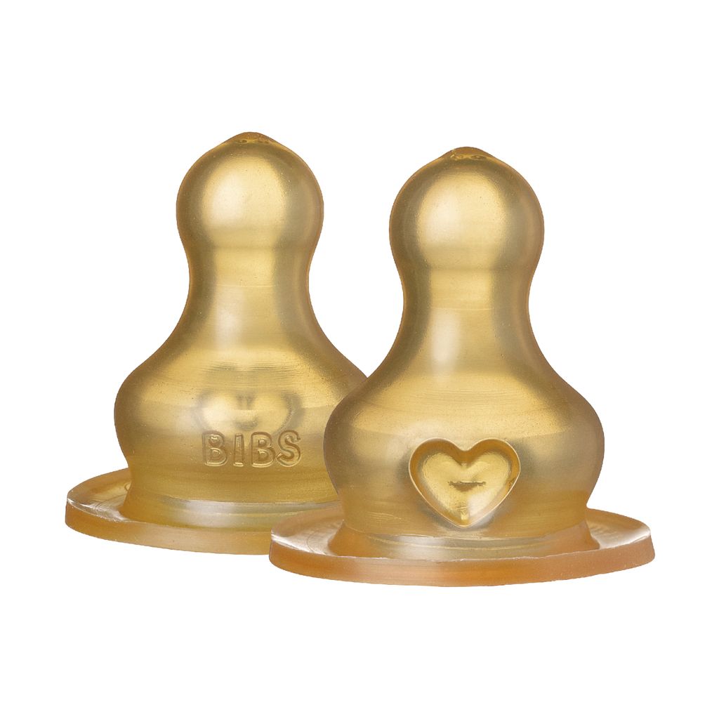 BIBS Bottle Nipple 2-Pack, Vermindert Koliken, Zusätzliche Sauger für Baby Glass Bottle. Naturkautschuklatex, Slow Flow, Bottle Nipples 2-Pack