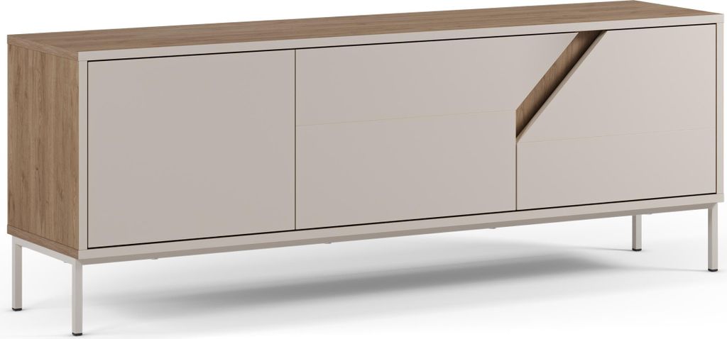 LILOU TV-Möbel – Eiche Artisan & Creme – 3 Türen – 150 x 35 x 55 cm