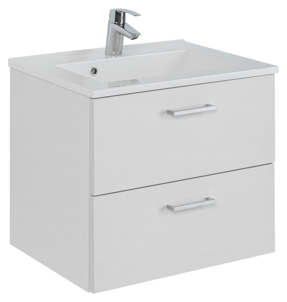 Basera Badezimmer Waschtisch Solene 60 cm breit, weiß, mit Waschbecken