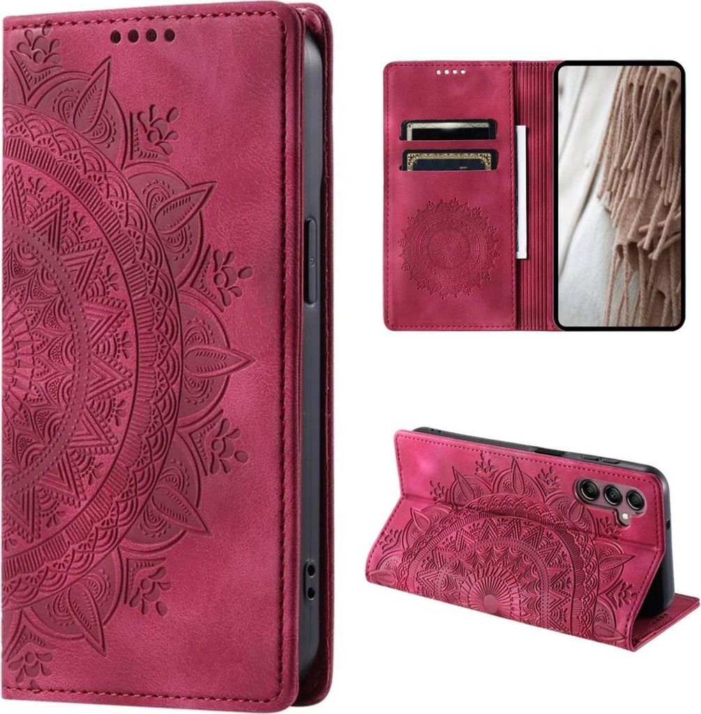 Hülle für Samsung Galaxy A05s 4G Handyhülle Flip Case Cover Tasche Mandala Rot
