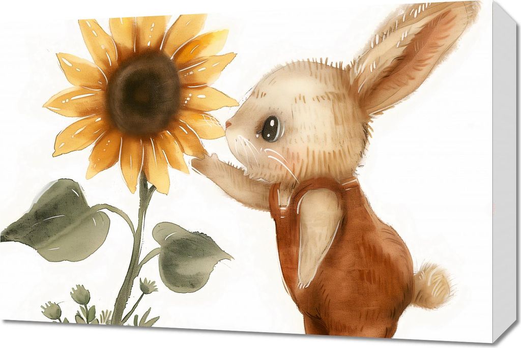 Bild 60x40cm Hase mit Sonnenblume