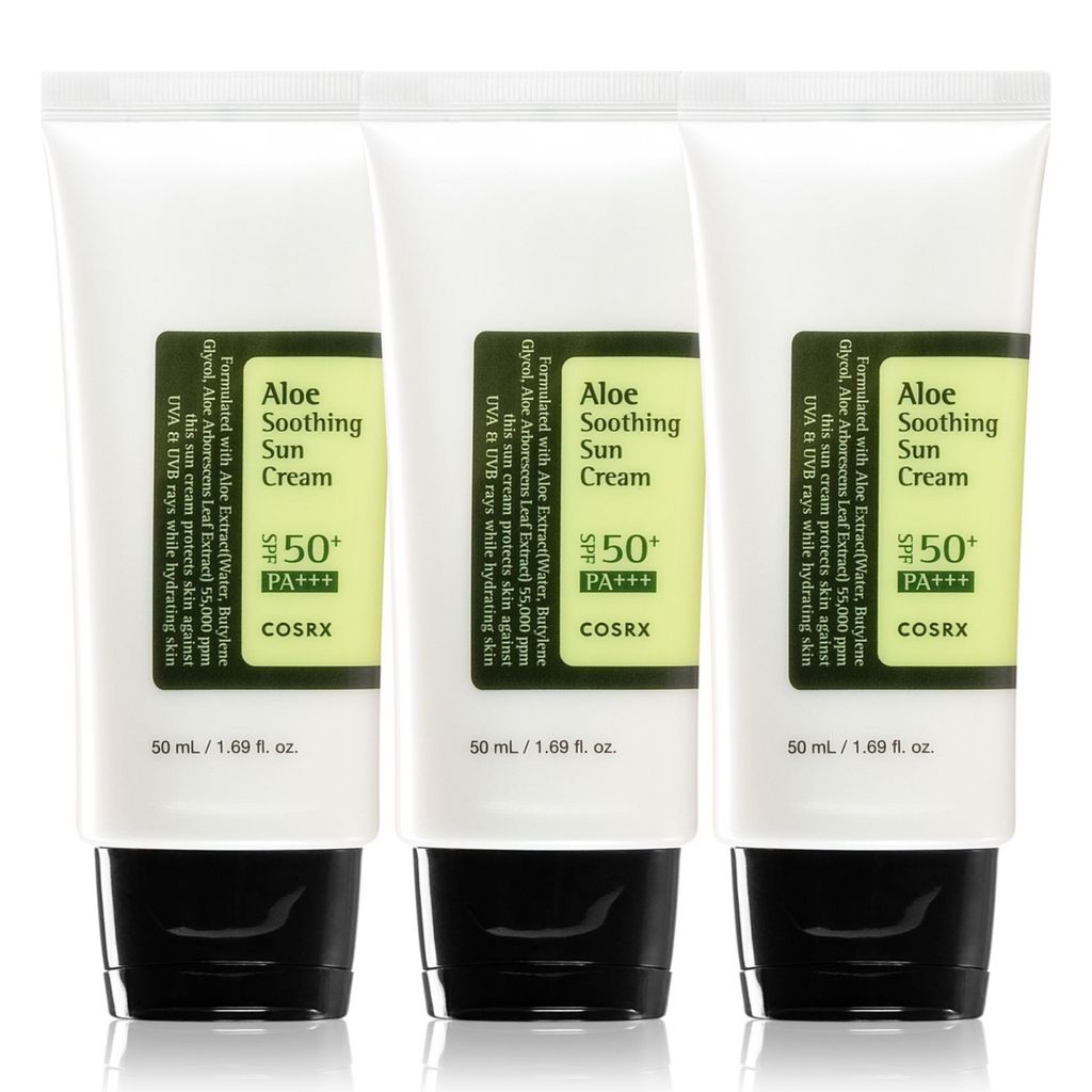 Sonnencreme Sonnenschutzpflege mit Aloe Vera COSRX Soothing Sun Cream SPF 50+, 3x 50ml
