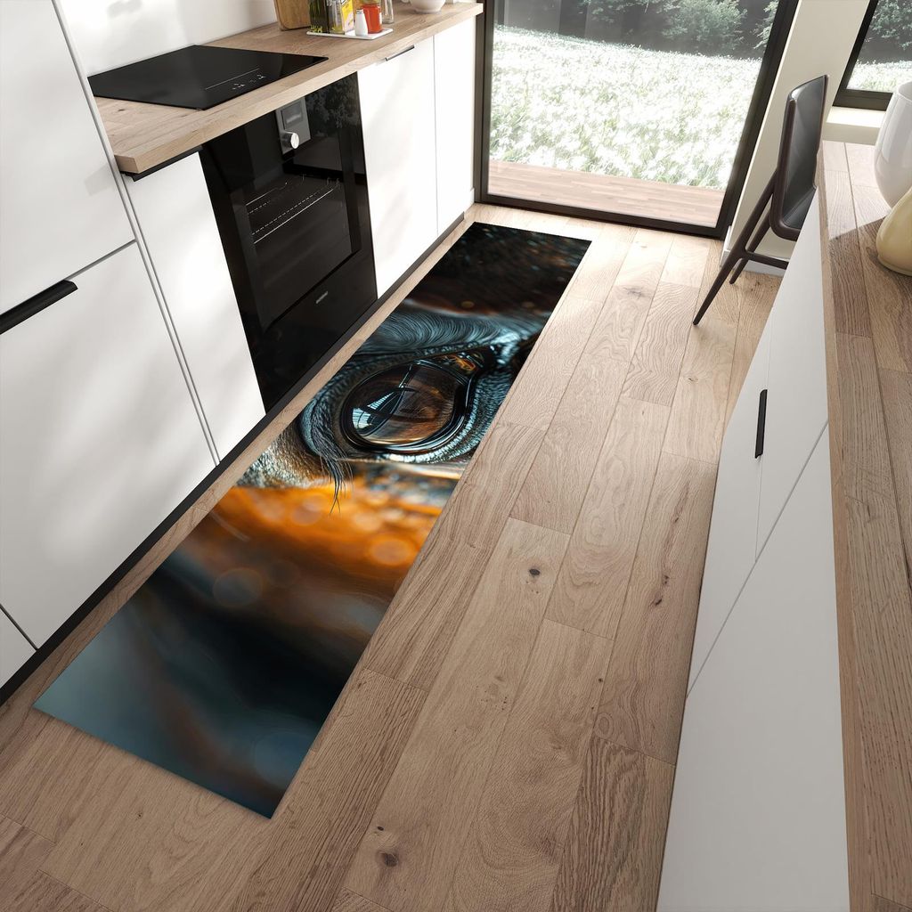 Küchenteppich 60x270cm rutschfest & abwischbar PVC Läufer - Pferdeauge