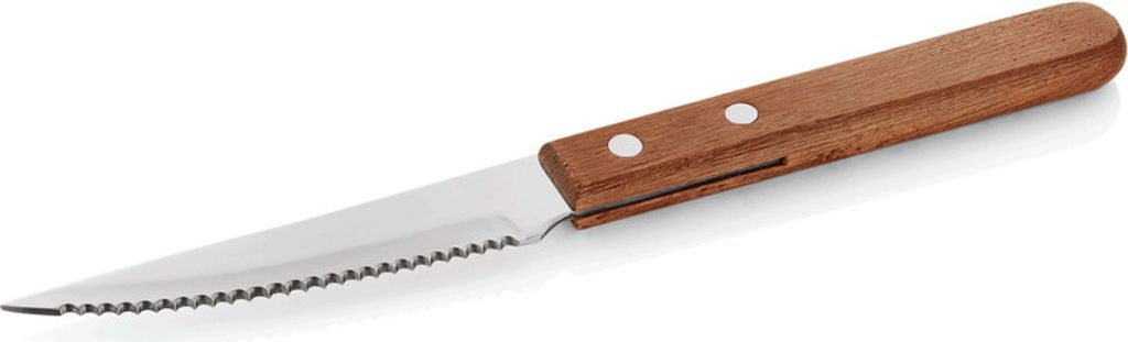 12x Steak-/ Pizzabesteck Messer Holz braun