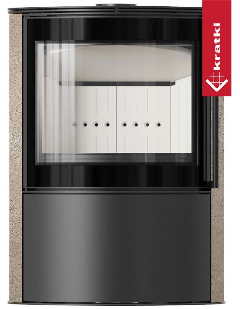 BJORN Ø 150 7 kW freistehender Stahlofen, dekorative GOLD SATIN-Speicherkeramik, Stahlabdeckung