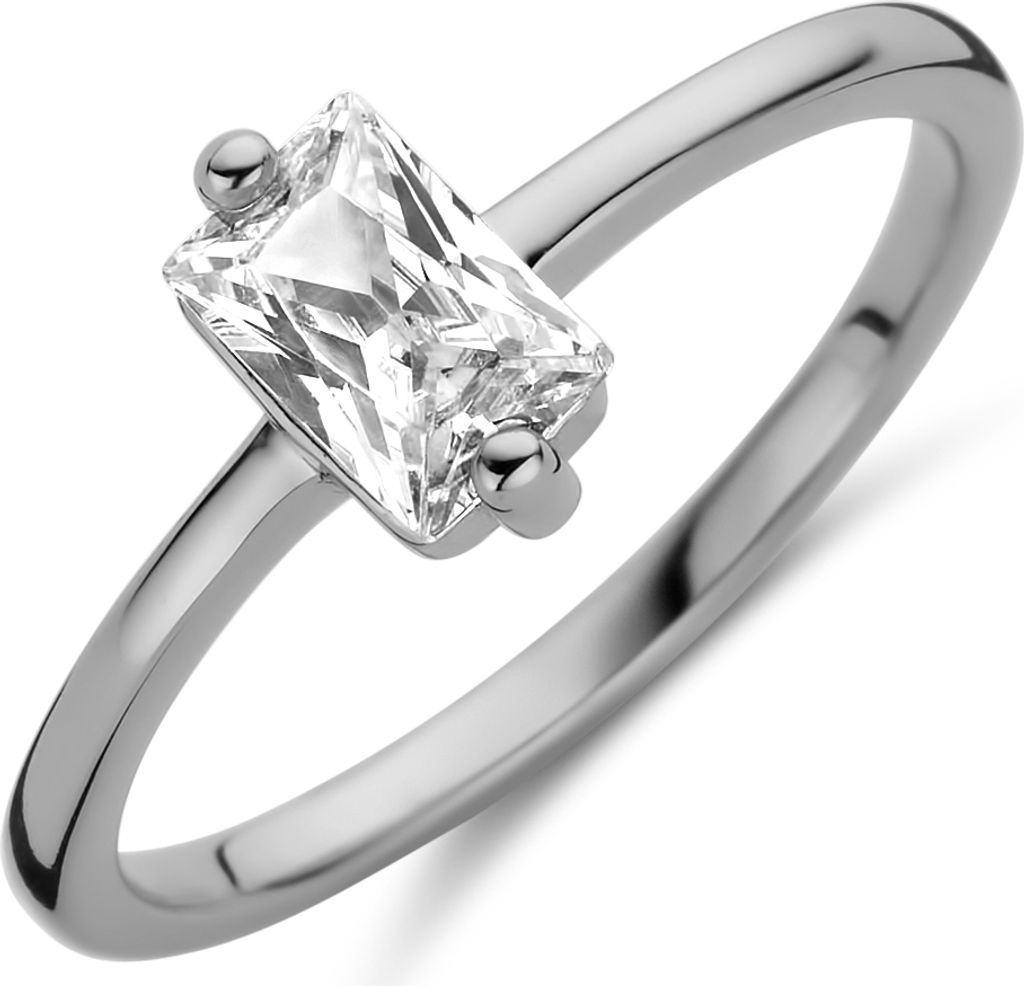 Neu Bling 9NB-0592-54 Silber Ring Damen - Zirkonia - Chaton - Baguette - 6 mm - Größe 54 - Farbe Silber