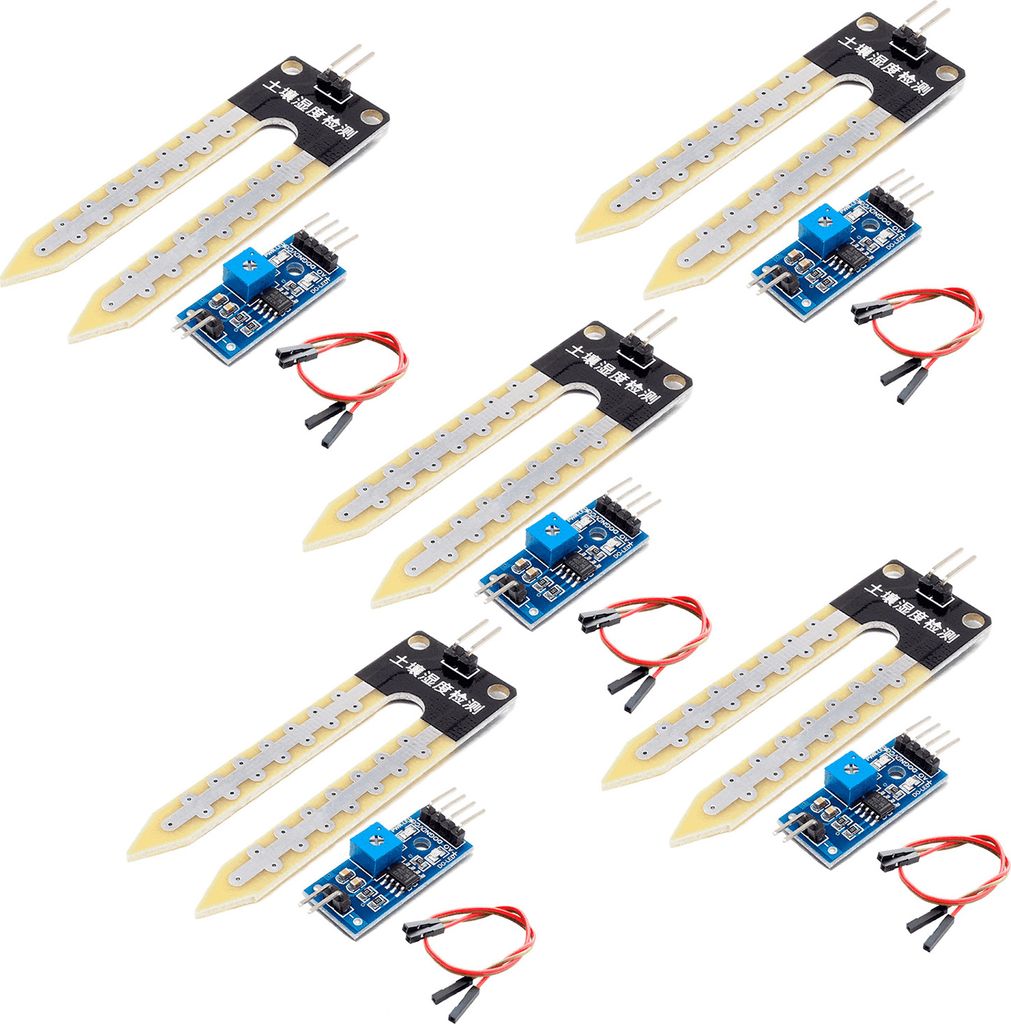 AZ-Delivery Sensoren Bodenfeuchtesensor Hygrometer Boden Feuchtigkeit Module kompatibel mit Arduino und Raspberry Pi, 5x Modul