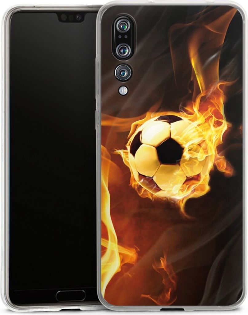 DeinDesign Handyhülle für Huawei P20 Pro Silikon Hülle Case Smartphone Schutzhülle Ball Feuer Fußball