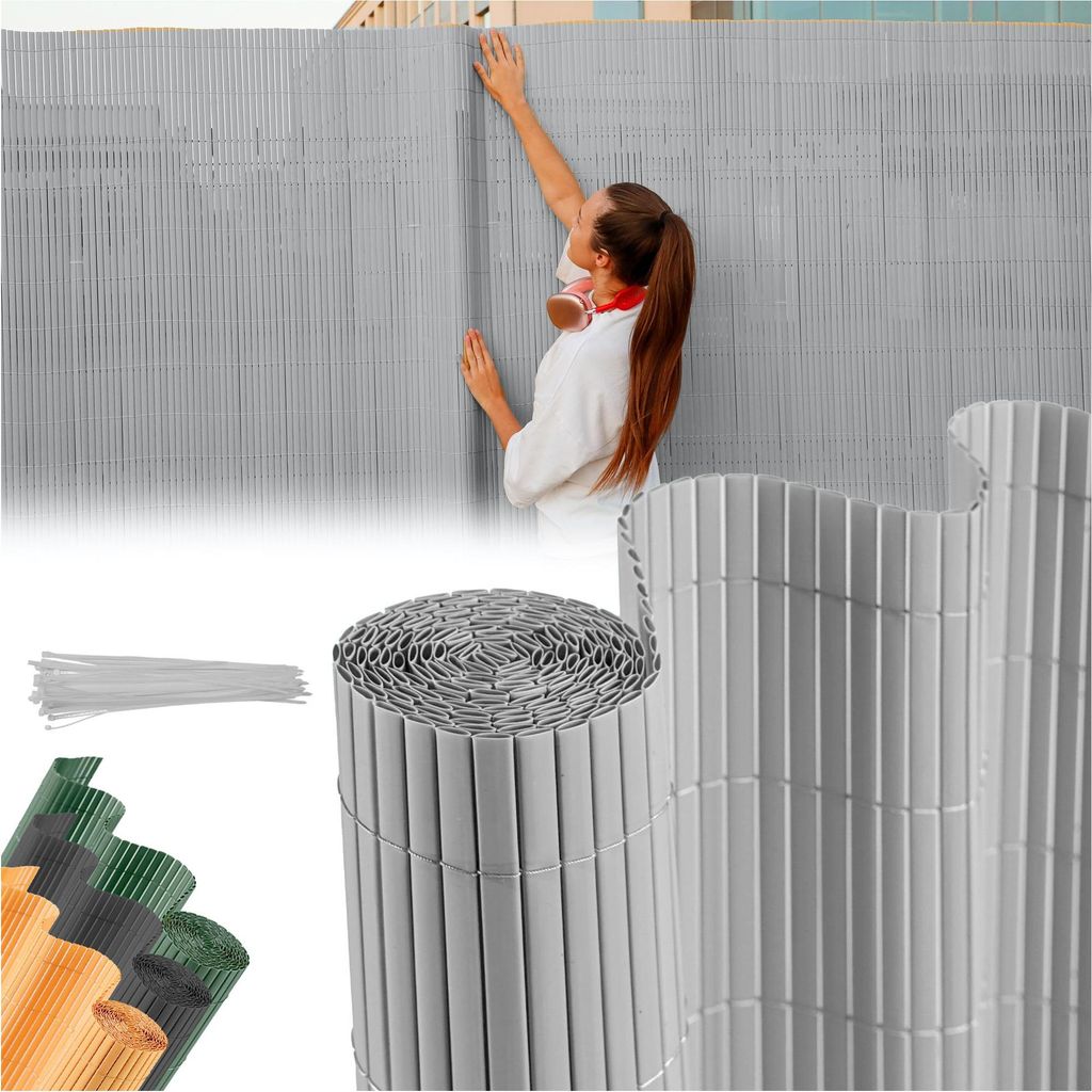 Zaun Ence DF13, PVC 1500 mm, L-3 m, grau, 1300g/m2, UV Produktbild 