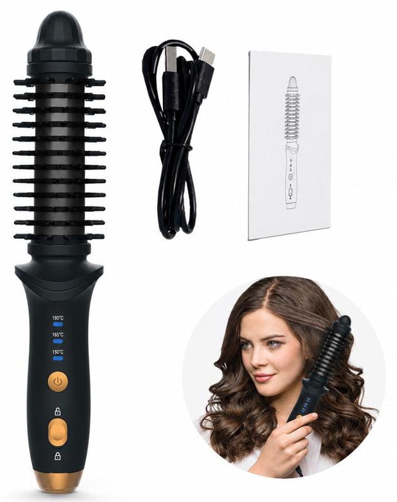 Akku Lockenbürste, kabellose Heizbürste mit 3 Produktbild 