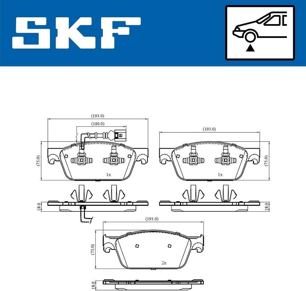 SKF Bremsbeläge Satz Vorne Bremsklötze für VW Transporter V Bus (7HB, 7HJ, 7EB, 7EJ, 7EF, 7EG, 7HF, 7EC) VKBP 80445 E