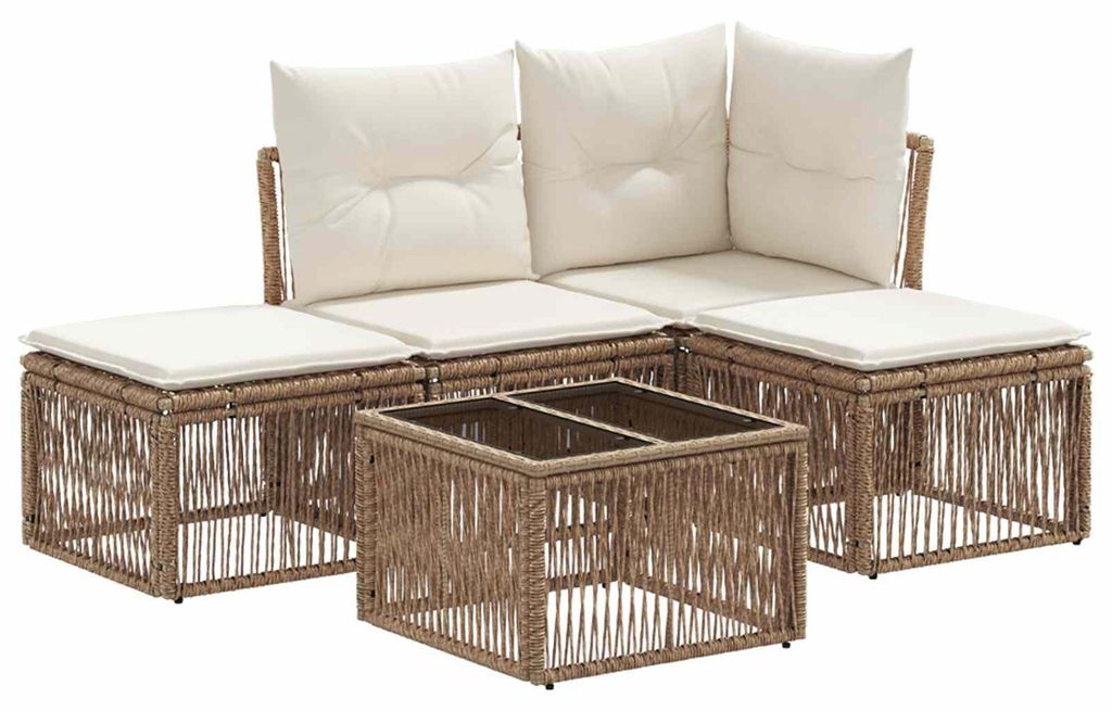 vidaXL Gartensofa-set 5 pcs Beige Poly-Rattan