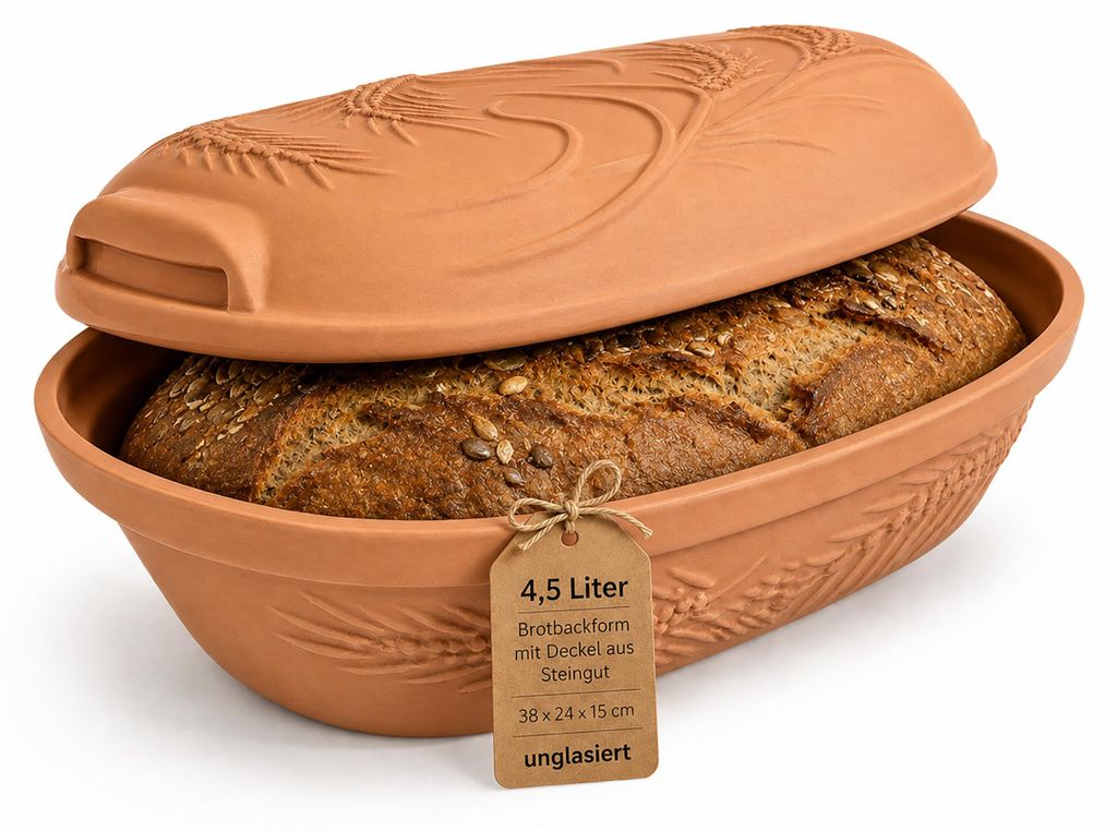 KERAZO 4,5 Liter Brotbackform mit Deckel und Getreidemuster Produktbild 