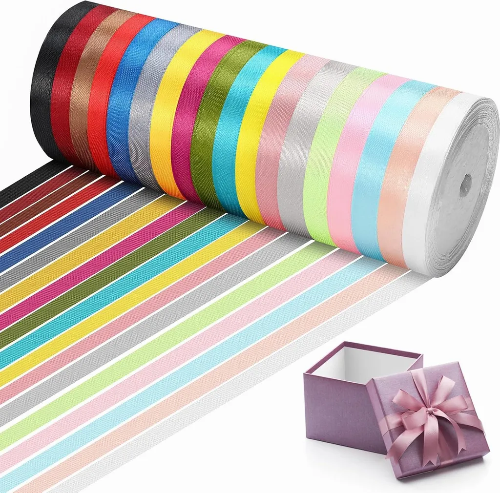 Ruban satiné 10mm x 22m pour emballage cadeau et décoration - 18 coloris