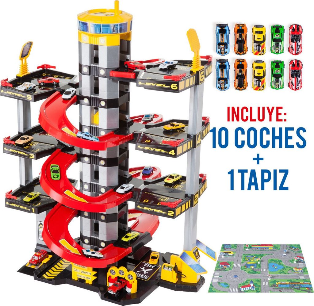 Spielzeugparkplatz 7 Etagen + 10 Autos + Playmat