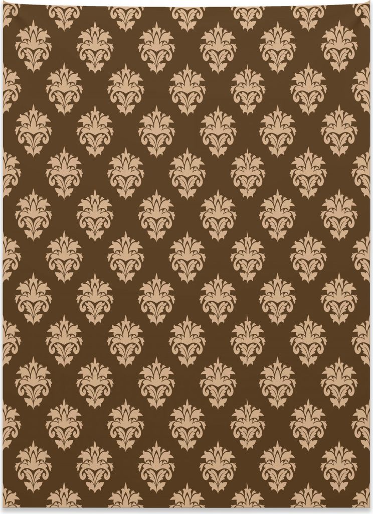 Abakuhaus Damast Wandteppich, Retro antike Motive aus Weiches Mikrofaser Stoff Kein Verblassen Klare Farben Waschbar, 110 x 150 cm, Braun und Tan