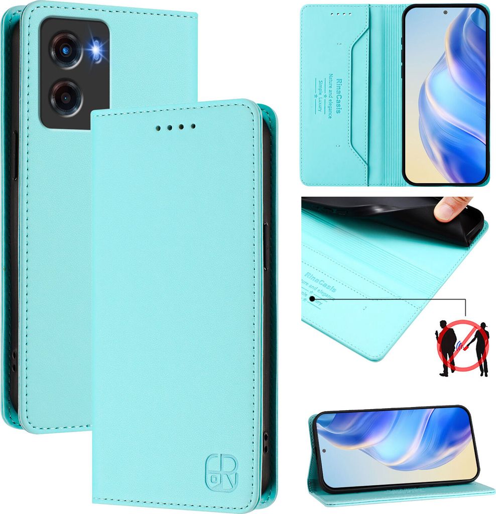 Lederhülle für Motorola Moto G05/E15 Hülle Flip Brieftasche Kartenfächern Ständer Schutzhülle Türkis