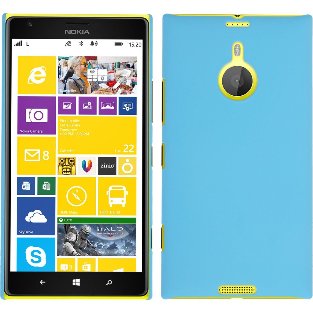 PhoneNatic Case kompatibel mit Nokia Lumia 1520 - Hülle hellblau gummiert Hard-case + 2 Schutzfolien