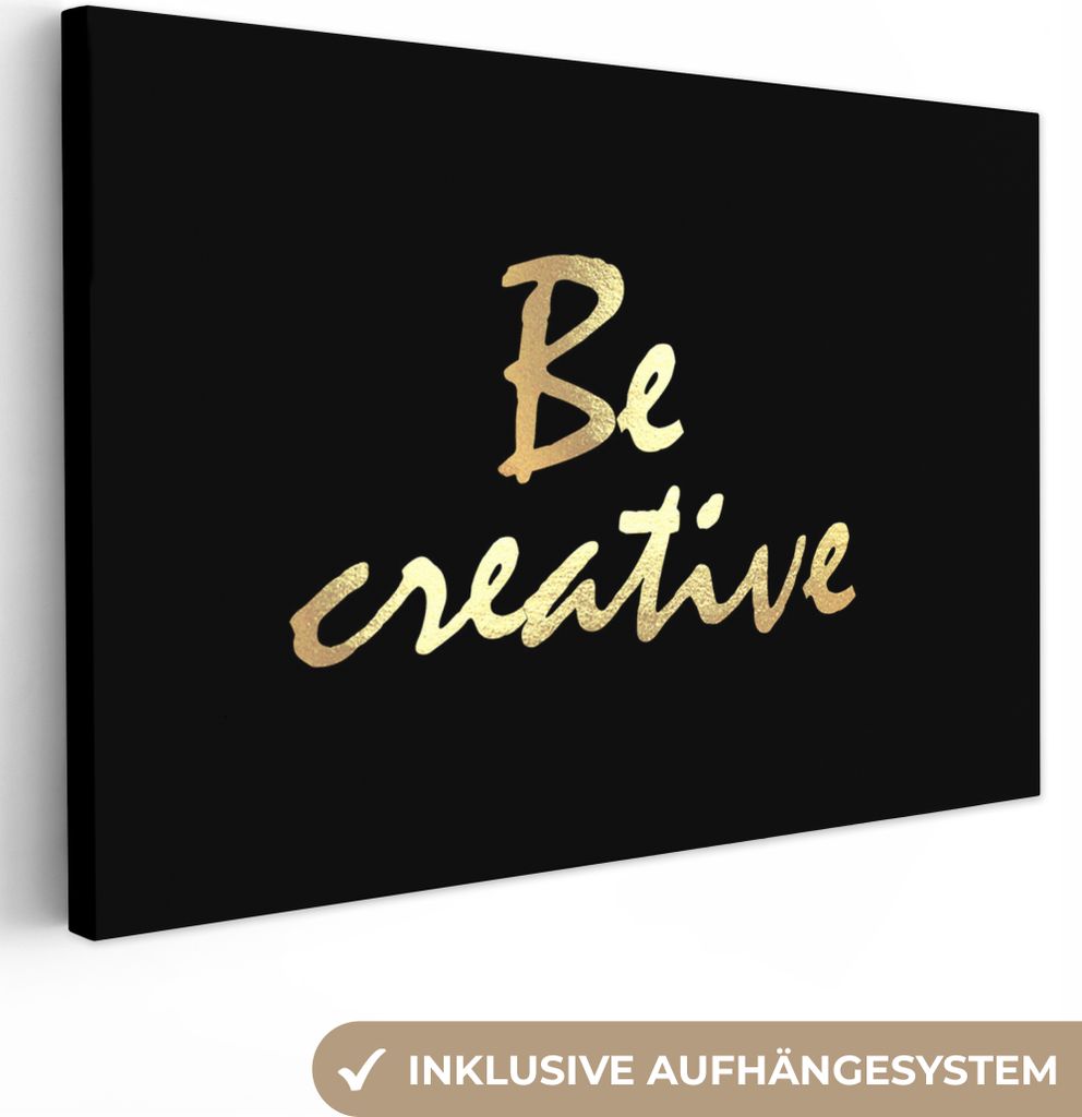 OneMillionCanvasses - Leinwandbilder - 140x90 cm, Zitate - Kreativ - Gold, Wandbilder Kunstdruck Wanddekoration