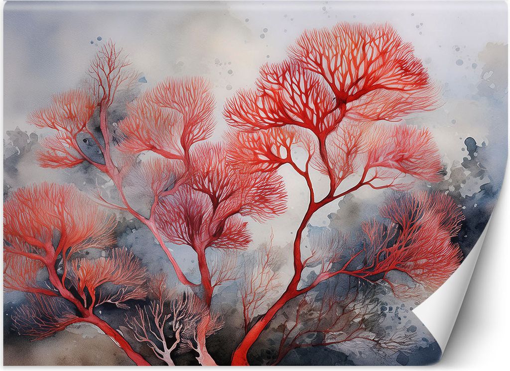 Vlies fototapete Pflanzen abstrakt rot 150x105 cm Feeby Rot inkl. Kleber einfache Montage
