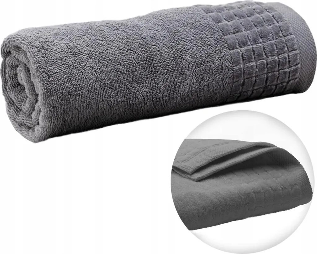 Asciugamano da bagno in spugna di cotone, grande, 70 x 140, spesso, assorbente, grigio