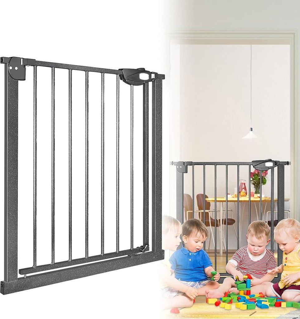 ACXIN Treppenschutzgitter ohne Bohren, Türschutzgitter Einhändiges Öffnen& Auto-Close Metall Treppengitter für Baby und Haustiere, 75-85cm, S...