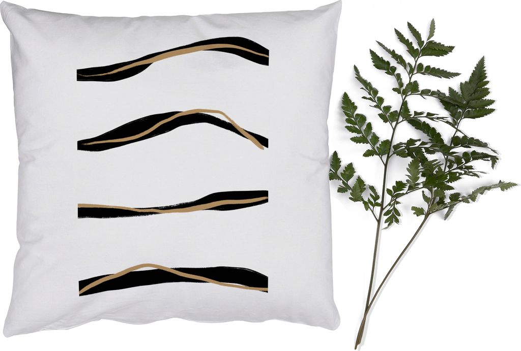MuchoWow Zierkissen Sofakissen Wohnzimmer Dekokissen 60x60 cm Linie - Schwarz - Design - Sitzfläche - Foto Polster