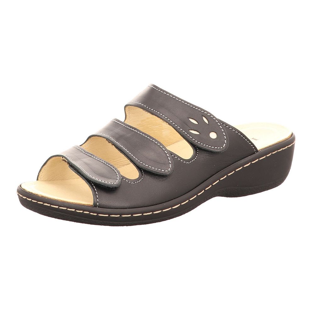 Longo slippers - Zwart / Beige glad leer: Normaal: Maat 43. Productafbeelding 