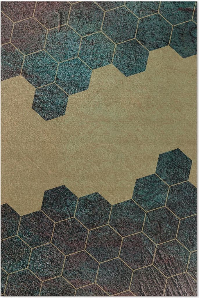 Sechsecke aus Beton, modernes Design – Vinylteppich – 60x90 cm – Indoor Teppich – Flur – Pflegeleicht – Modern